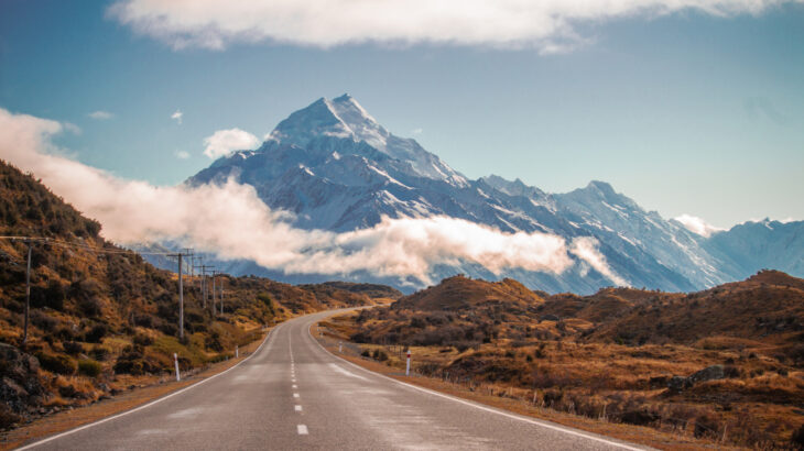 Clouds mountain road sky